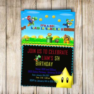 Mario Brothers Birthday Invitations